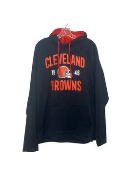 Cleveland Browns NFL Team Apparel Mens Hoodie Large Black Orange Fanwear